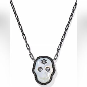 Kendra Scott NWT Skeleton Short Pendant Necklace Gunmetal Dustbag Included